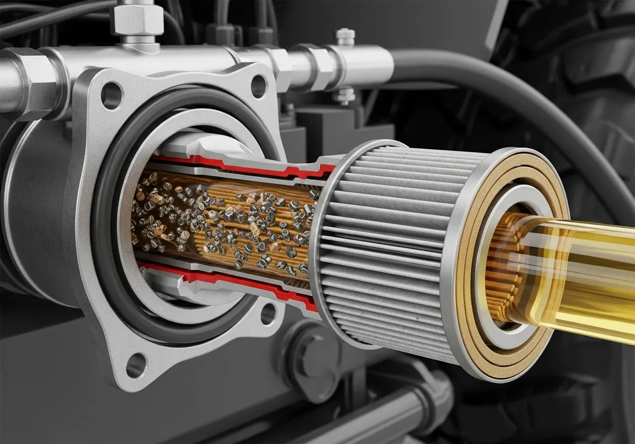 процесс фильтрации гидравлического масла
