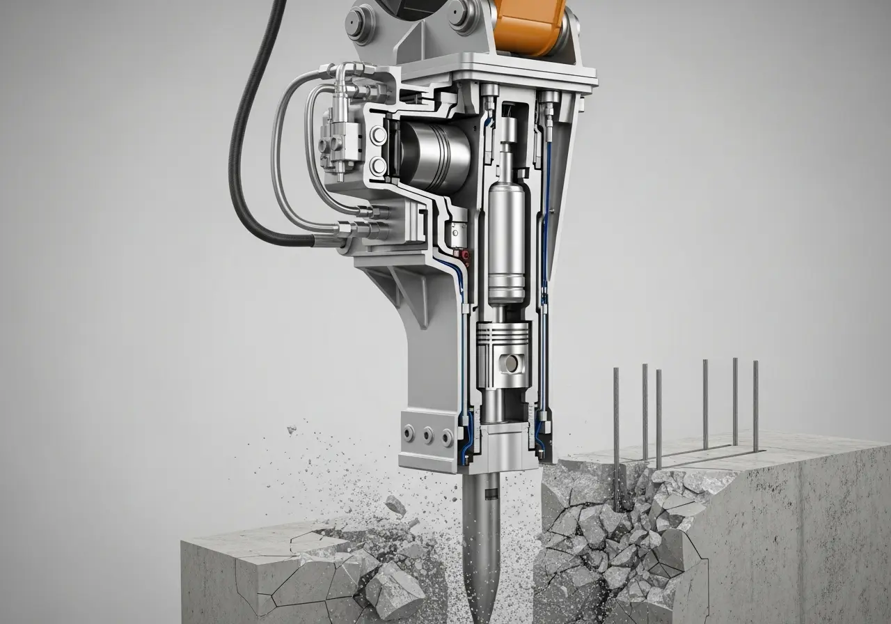 3д изображение гидравлического узла в виде гидромолота