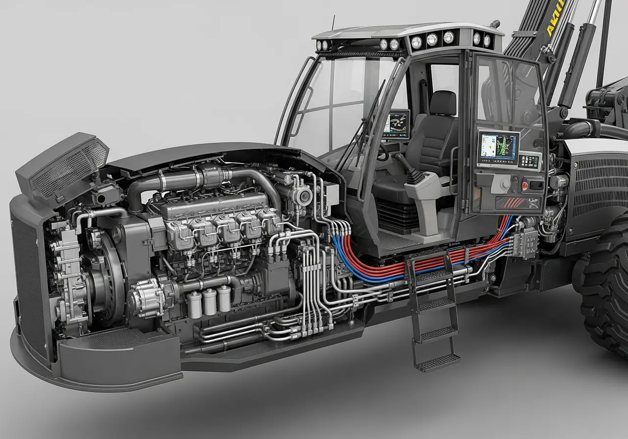 лесозаготовительная техника в виде 3д изображения харвестера